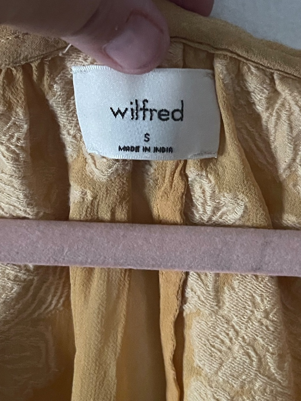 Aritzia Wilfred Women’s Mustard Yellow Wrap Style Floral Peasant Blouse S Boho - Picture 9 of 13
